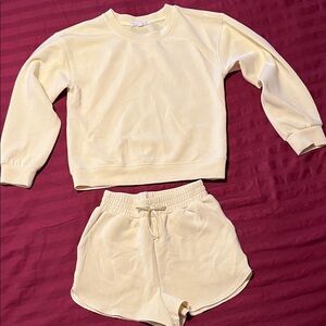 Copper Key Girl’s Size 7/8Light Yellow Lounge Sweatshirt & Drawstring Shorts Set